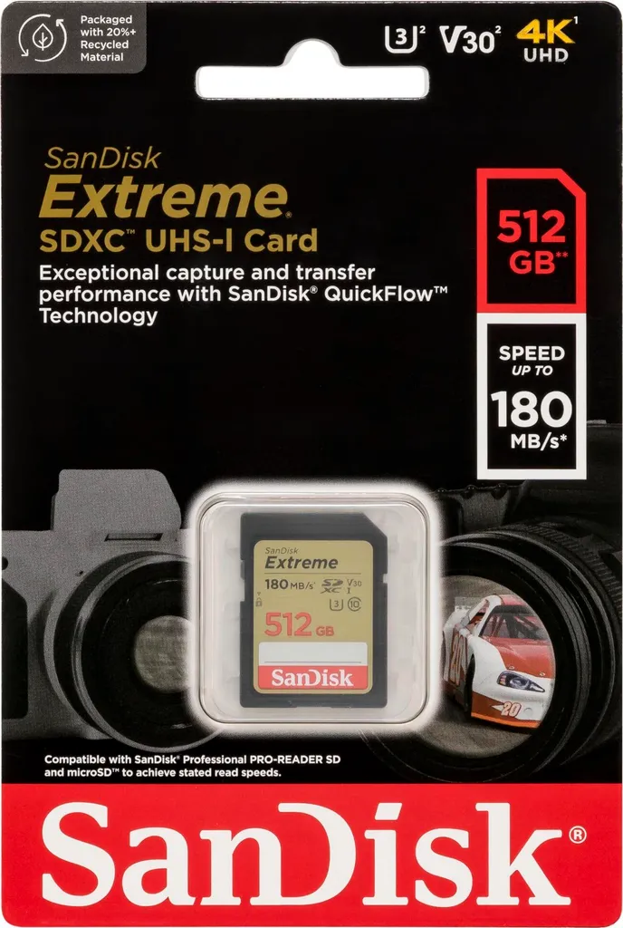 Migliore SD 512GB per YouTube e Vlog: SanDisk Extreme V30 UHS-I
