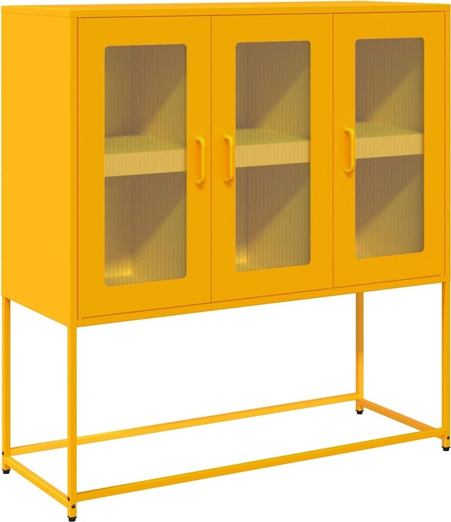 Sideboard Senfgelb 100,5x39x107 cm Kaltgewalzter Stahl