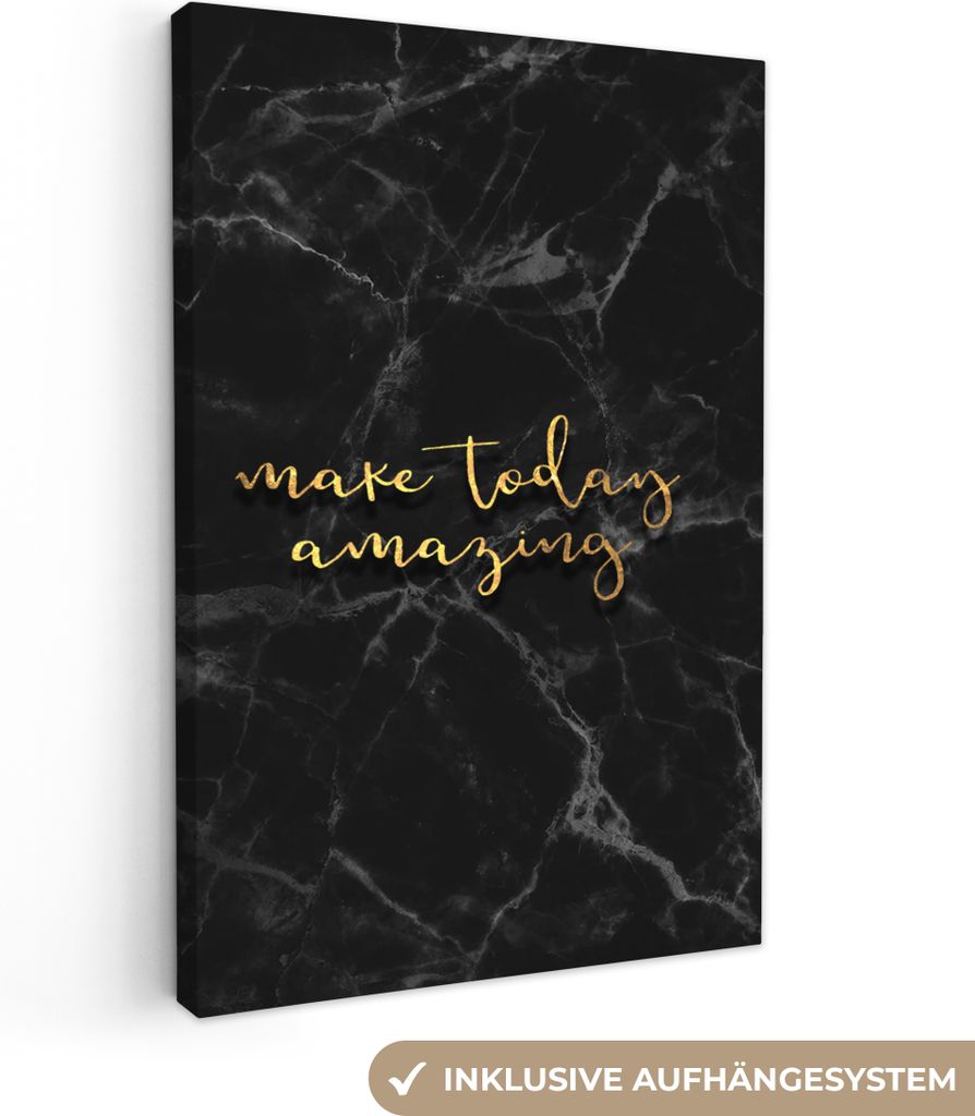 OneMillionCanvasses - Leinwandbilder - 90x140 cm, Zitate - Motivation - Gold - Marmor, Wandbilder Kunstdruck Wanddekoration - Wandschmucke - Schl...