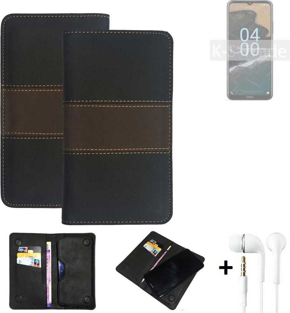 K-S-Trade Handyhülle + Kopfhörer kompatibel mit Nokia G400 5G Schutzhülle Walletcase Bookstyle Tasche Schutz Case Hülle Wallet Cover Kunstleder