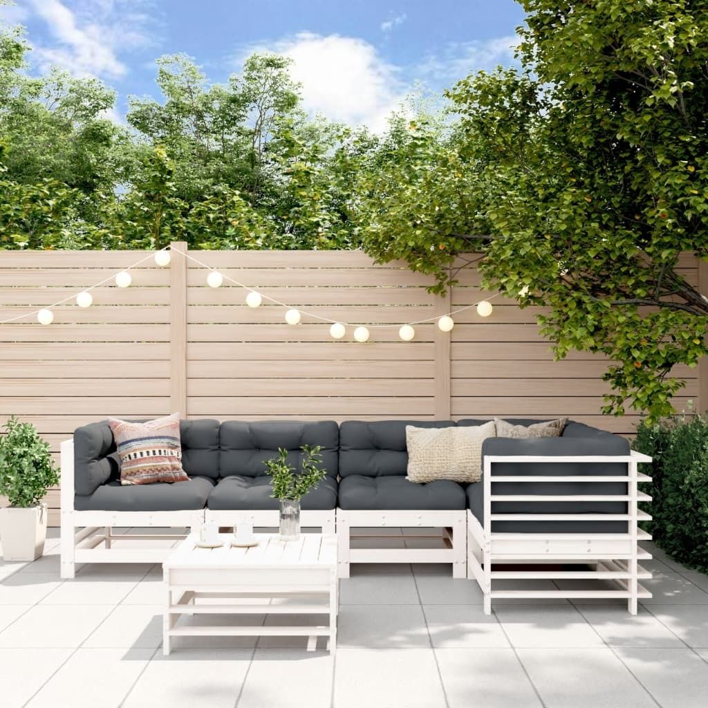 "2026 Promotion" 6-tlg. Garten-Lounge-Set - Sitzgruppe - Weiß Massivholz Kiefer - Gartenmöbelset CC9823