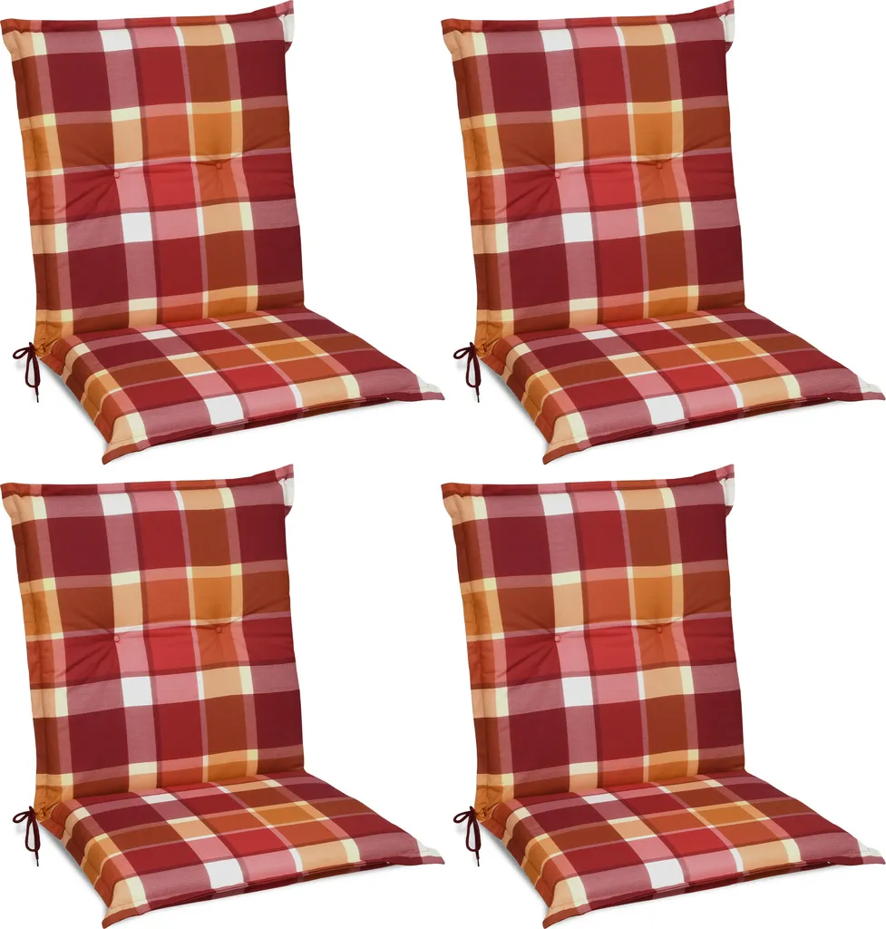 Beautissu Set di 4 cuscini per sedie a schienale basso Sunny 100x50x6cm