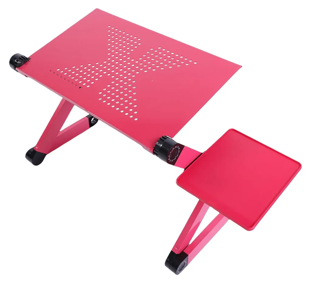 Support de Table pour Ordinateur Portable Ventilé Pliable Rouge