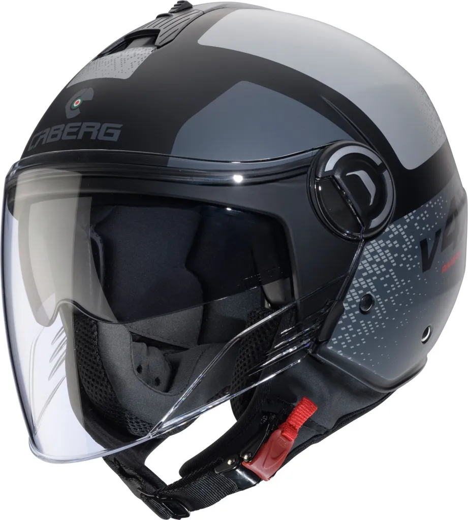 Caberg Riviera V4 X Alpha Casque Jet Moto Noir Mat Gris Anthracite XS