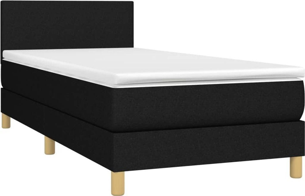 Cloris Designermöbel Boxspringbett mit Matratze Schwarz 100x200cm Stoff - 2026Neu528513 - Klassische BettenJugendbett Tagesbett