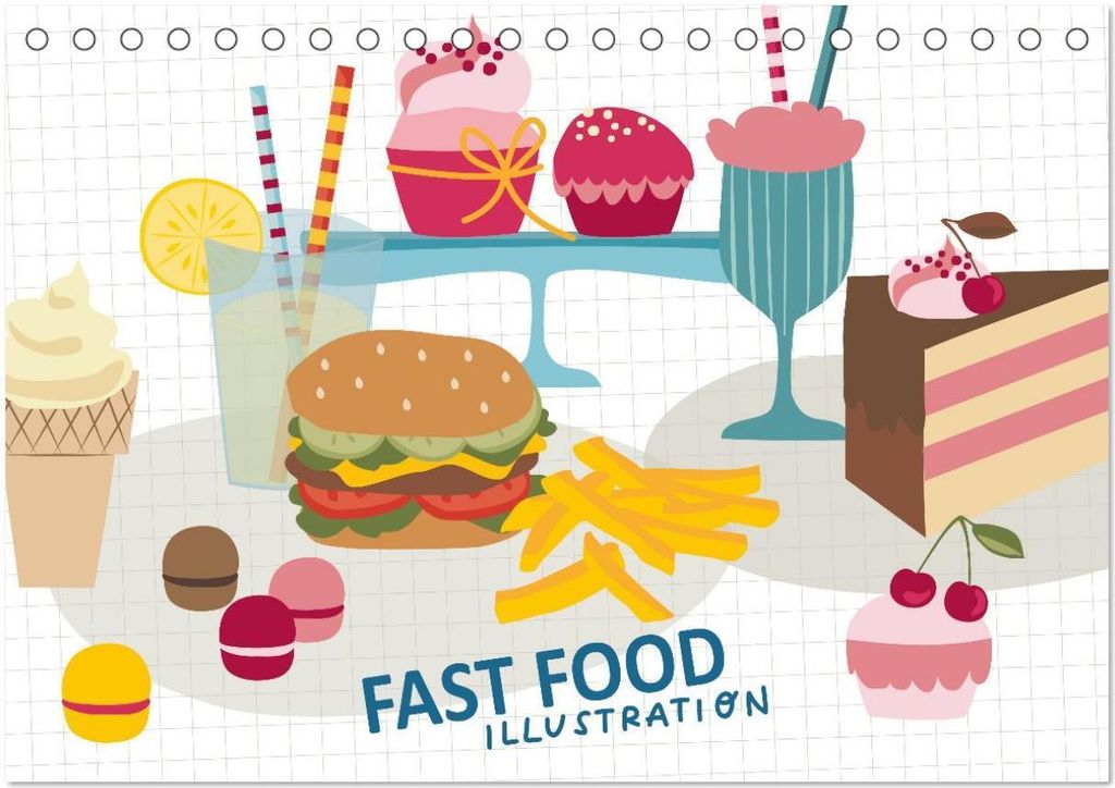 Fast Food Illustration (Tischkalender 2026 DIN A5 quer), CALVENDO Monatskalender