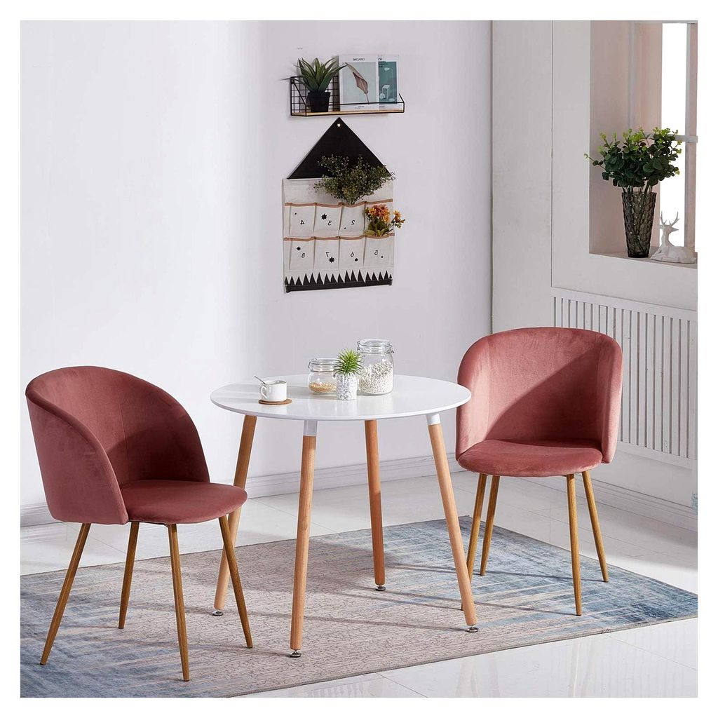 Runder Esstisch im skandinavischen Stil, moderner Küchentisch aus MDF, Esszimmertisch, Büro-Konferenztisch, weiß, 80 x 80 x 72 cm, 4 Beine in Na...