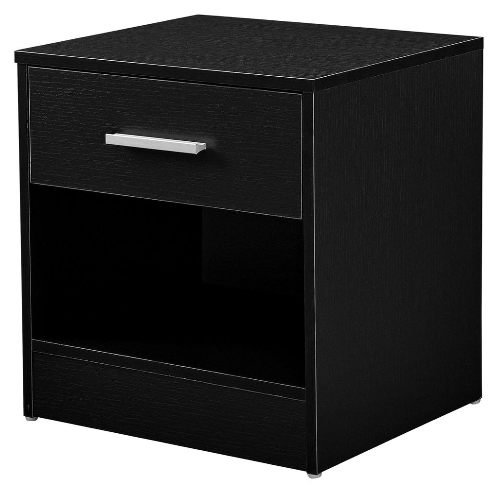 Eleganter Nachttisch mit Schublade und Ablagefach in Schwarz