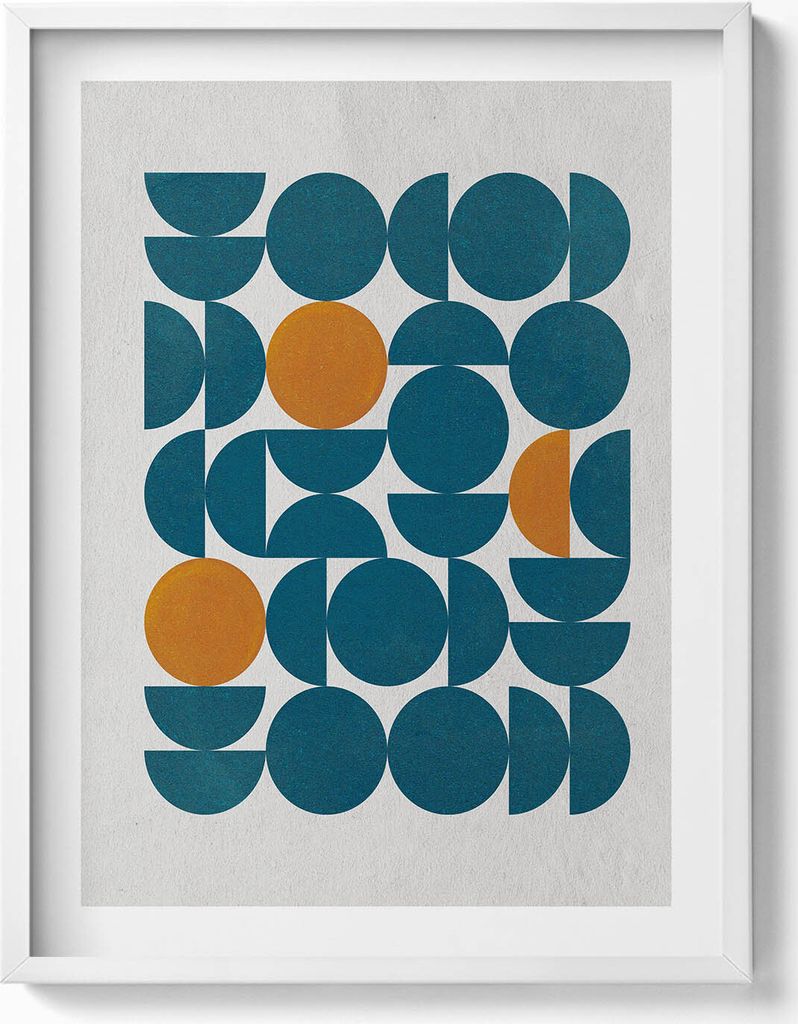 Geometrische Komposition– Wandbild mit Rahmen – Gerahmtes Bild – Wanddekoration – 60x80 cm – Weiß Rahmen