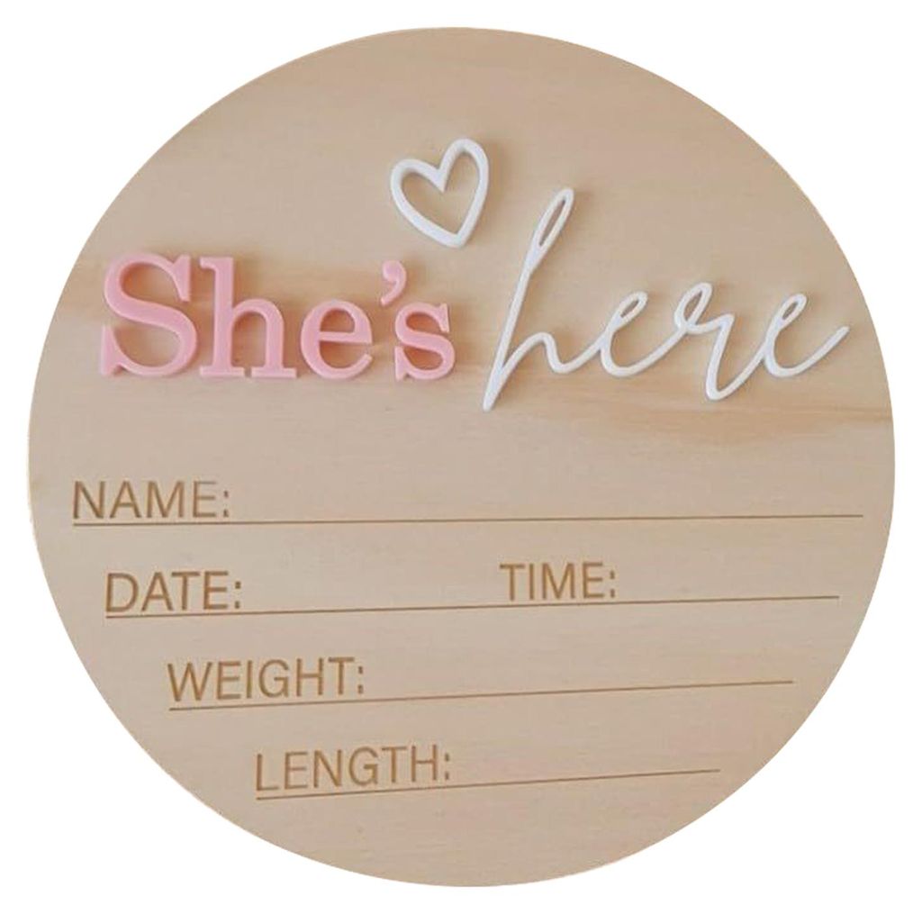 Geburtsanzeige-Schild aus Holz – Name, Gewicht, Länge, Datum, Uhrzeit – Foto-Requisite fürs Kinderzimmer – Erinnerungsstück – Geschenk z...