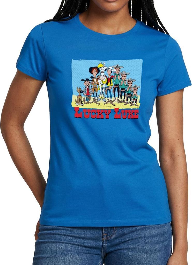 Spreadshirt Lucky Luke Charaktere Frauen T-Shirt, L, Royalblau