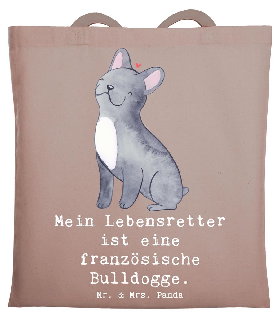 Mr. & Mrs. Panda Schultasche Französische Bulldogge Lebensretter - Braun Pastell - Geschenk, dokumententasche, Shopping Tasche, Tote Bag, Uni, Lap...
