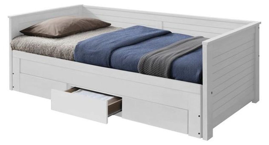 Kondela Einzelbett mit Lattenrosten und Stauraum Goreta - weiß