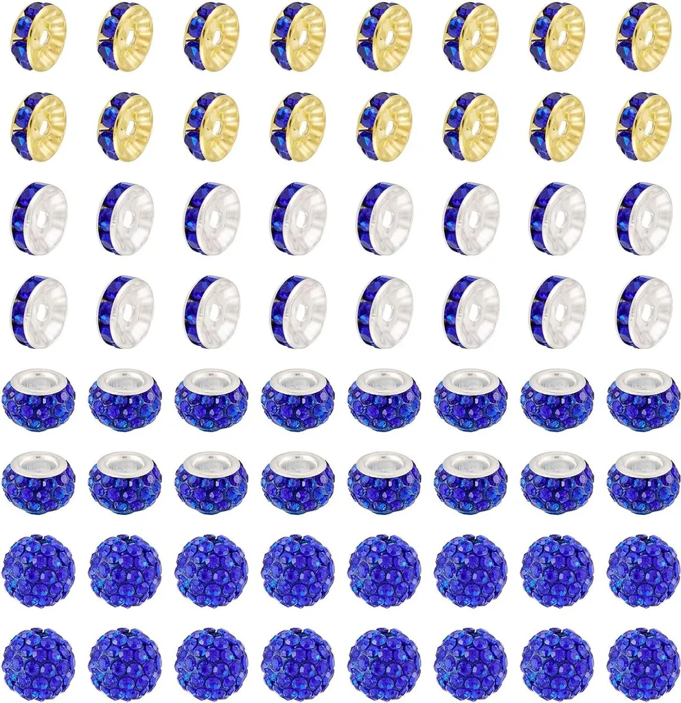 Perles d'espacement bleues de 10mm avec strass pour bijoux DIY 120pcs