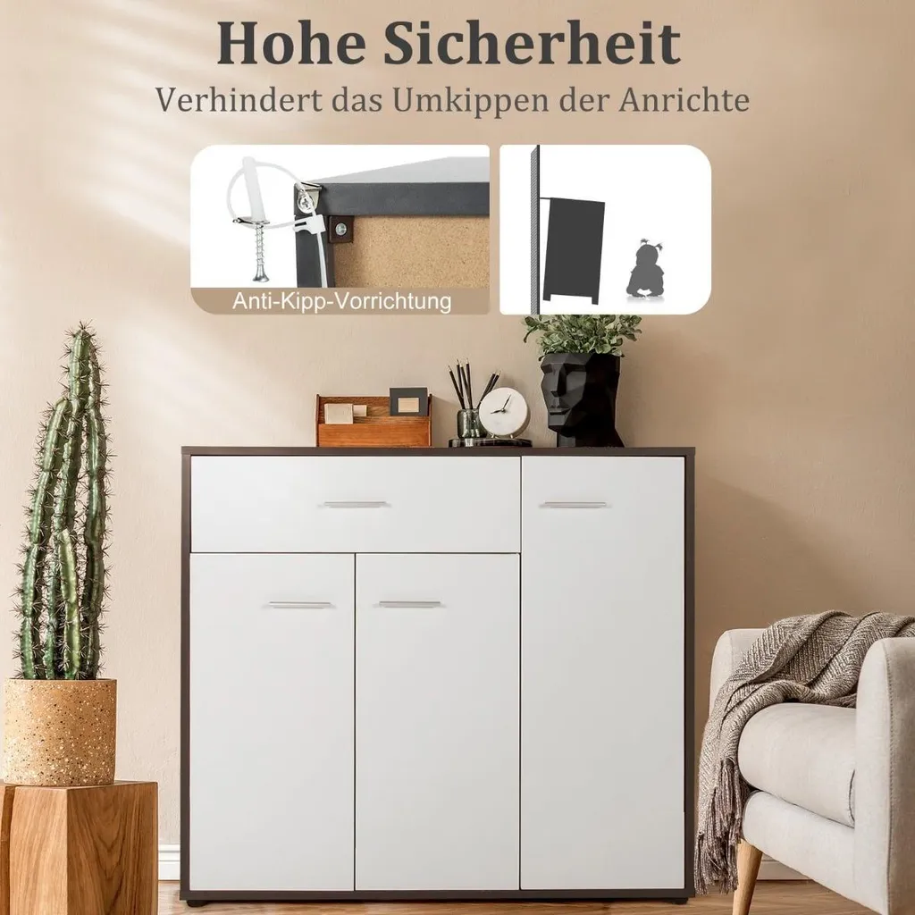 Buffet de rangement modulable avec tablette ajustable et tiroir blanc - 3