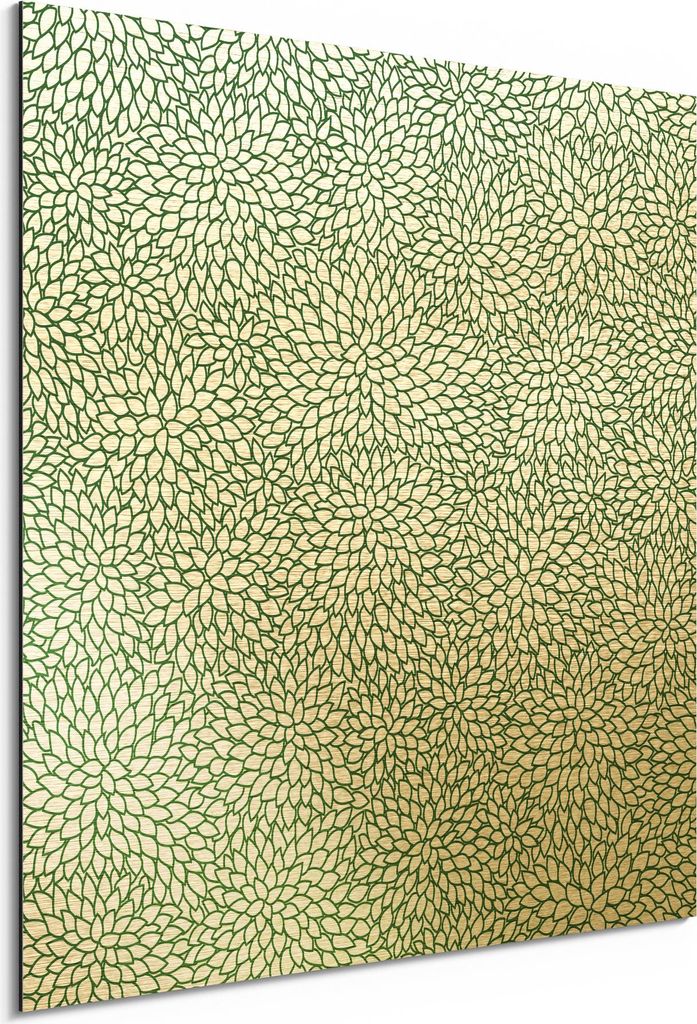 DEQORI Alu-Dibond Bild Gold 30x30 cm 'Florales Netzwerk' Wandbild Metall dünn Design
