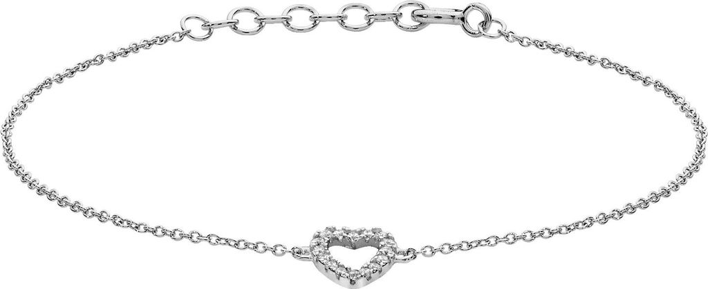 Modernes 925 Sterling Silber (Rhodiniert) Herz Damen - Armband mit Zirkonia - 19cm; TRS25777