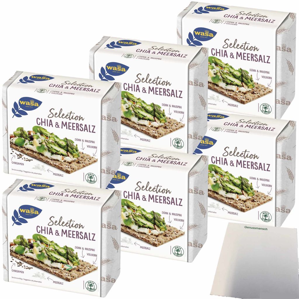 Wasa Selection Chia & Meersalz 6er Pack (6x245g Packung) + usy Block