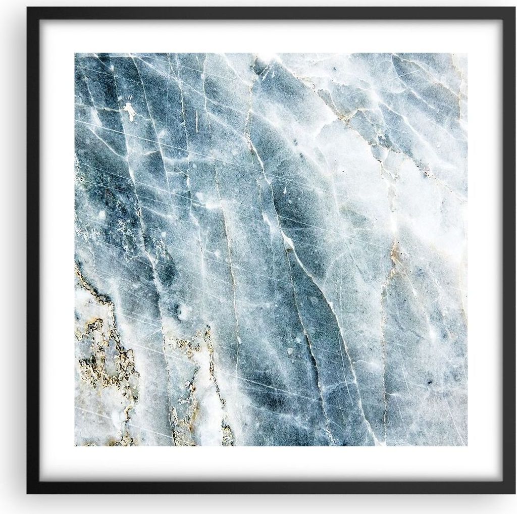 Gerahmtes Poster - Schwarzer Rahmen - Nachahmung Stein Marmor - 50x50 cm - Wand Bild - Wanddeko - Wandbilder - Kunstposter - Wandposter - Bilderra...