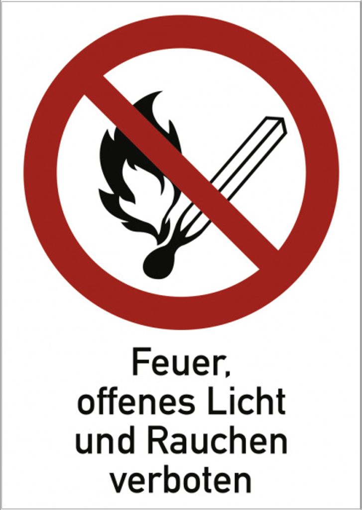 Dreifke Schild Feuer, offenes Licht und Rauchen verboten, Kombischild, Alu, ...
