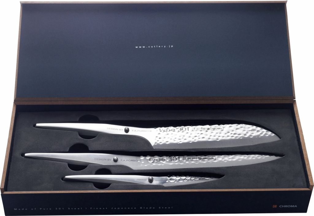 Chroma Messer Set 3tlg Type 301 Hammerschlag P-529 Produktbild 