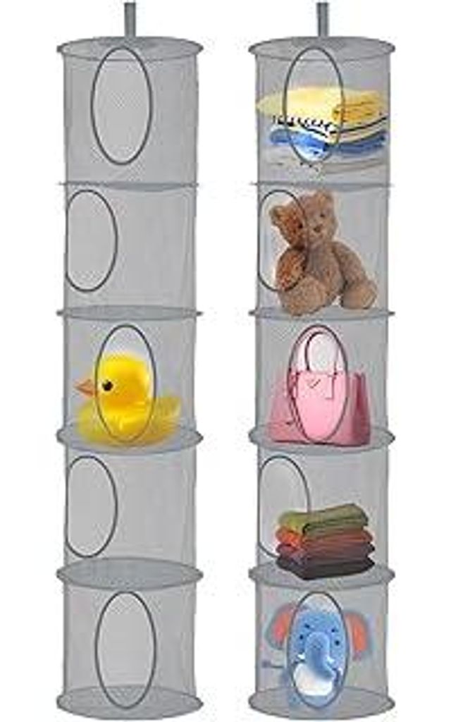 2 Stück Hängenetz Aufbewahrung, 5 Stufe Hängeaufbewahrung Netz Hängeregal Stoff Faltbare Hängende Aufbewahrungstasche Hängender Speicherkorb ...
