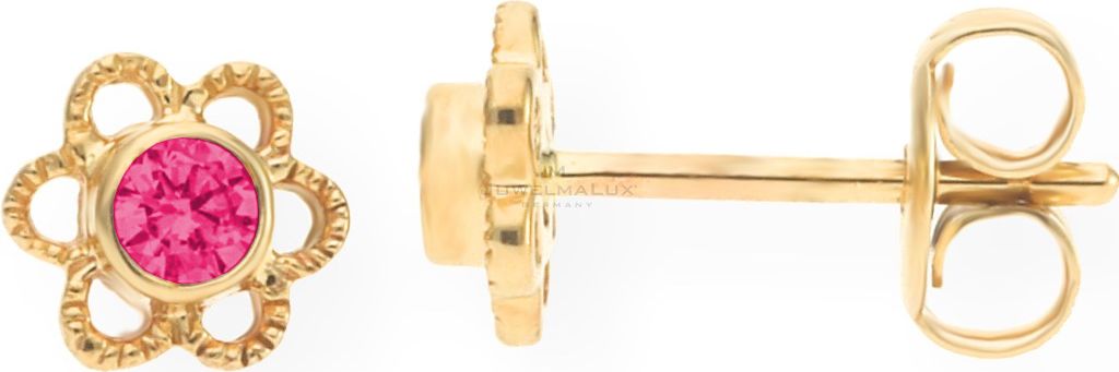 JuwelmaLux Blumen Ohrstecker 333 Gold mit synth. Zirkonia in pink JL10-06-1033