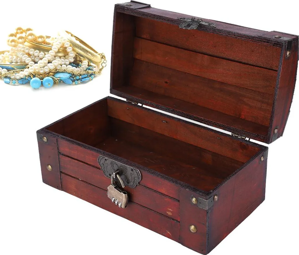 Coffret à bijoux rétro en bois artisanal avec code secret Format Small - 3
