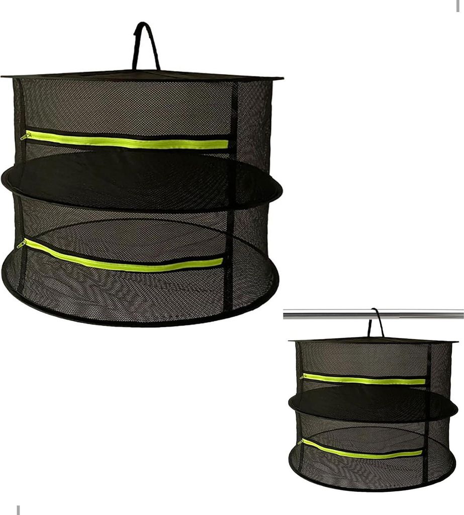 Kräutertrockennetz - 2 Lagen - hängend - schwarz - 61 x 61 x 38 cm