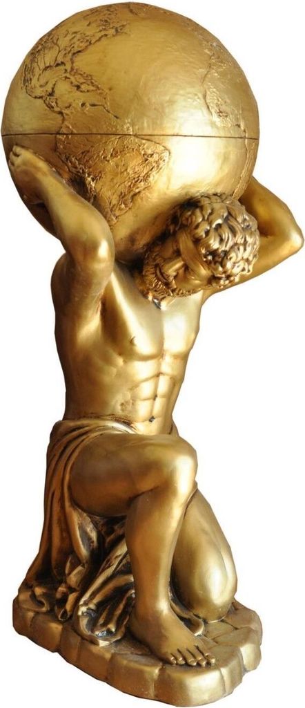 Atlas Mini Bar Globus auf dem Rücken Herkules Skulptur Griechische Figuren Gold