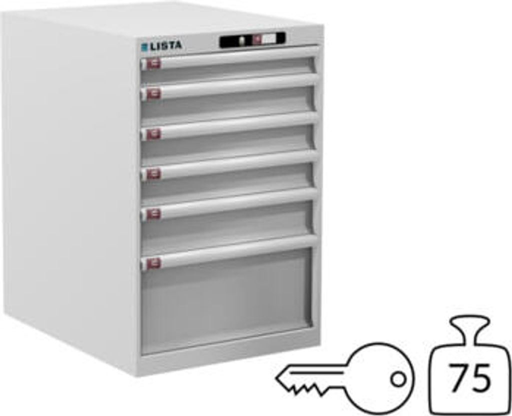 Lista Schubladenschrank - 78.529.110 - 850x564x725 mm (HxBxT) - 6 Schubladen - 75 kg - Key Lock - reinweiß (RAL 9010)