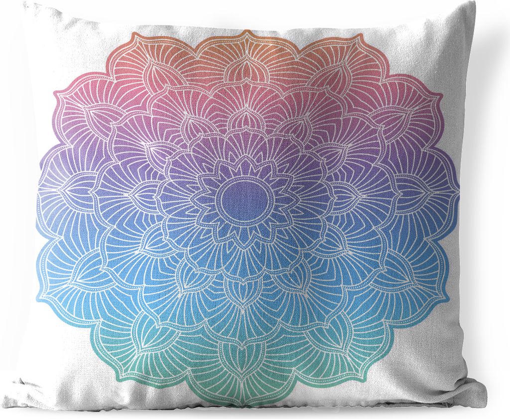 MuchoWow Outdoor Kissen - Mandala Naturformen - 60x60 cm - Wetterfest - Lounge Kissen - Dekoration - Schlaf Kissen