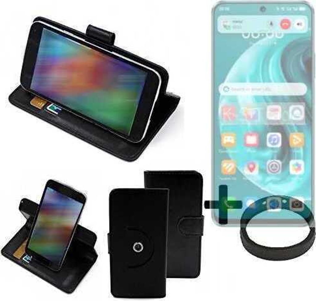 K-S-Trade Case Schutz Hülle kompatibel mit Huawei Nova 12i + Bumper Handy Hülle Flipcase Smartphone Cover Handy Schutz Tasche Walletcase schwarz