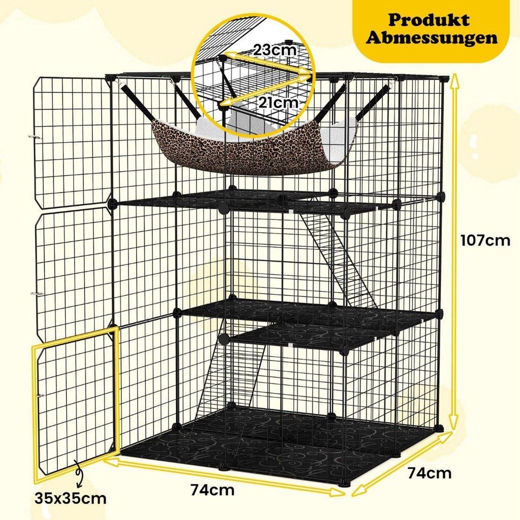 Katzenkäfig 3-stöckig große Katzengehege mit Hängematte 2 Produktbild 
