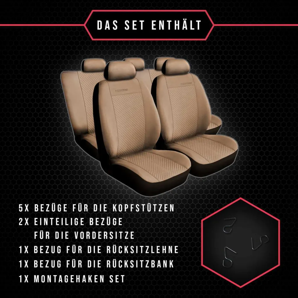 Coprisedili auto Set coprisedili universali per Fiat Bravo Beige Prestige - 9