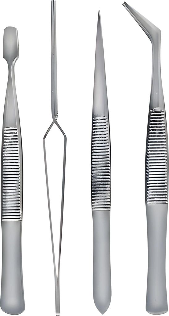 Knorr Prandell Pinzetten-Set (Spitzpinzette gebogen, Spitzpinzette gerade, Flachpinzette, Kreuzpinzette)