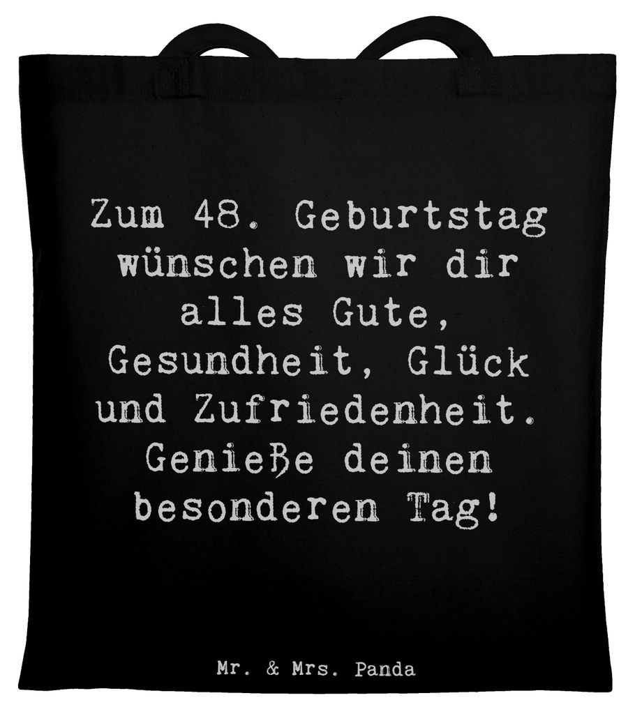 Mr. & Mrs. Panda Schultasche Spruch 48. Geburtstag - Schwarz - Geschenk, Happy Birthday, Shopping Tasche, Geburtstagsgeschenk, Einkaufstasche, Jute...