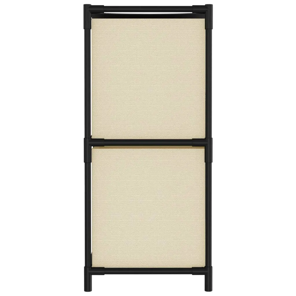 Commode 4 paniers tissu crème structure acier compacte 63x30x71 cm - 4
