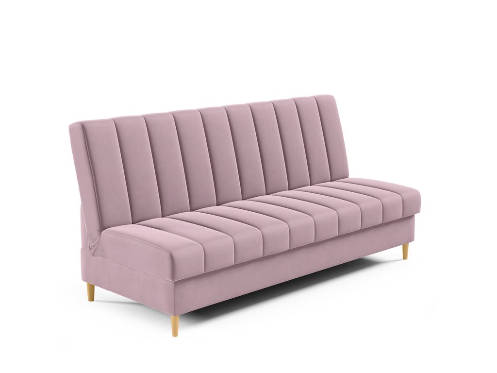 Schlafsofa MIKO, moderne Polsterbank mit Schlaffunktion, Sofa mit Bettkasten, hohe Holzbeine, Wellenfederung, Kronos 27