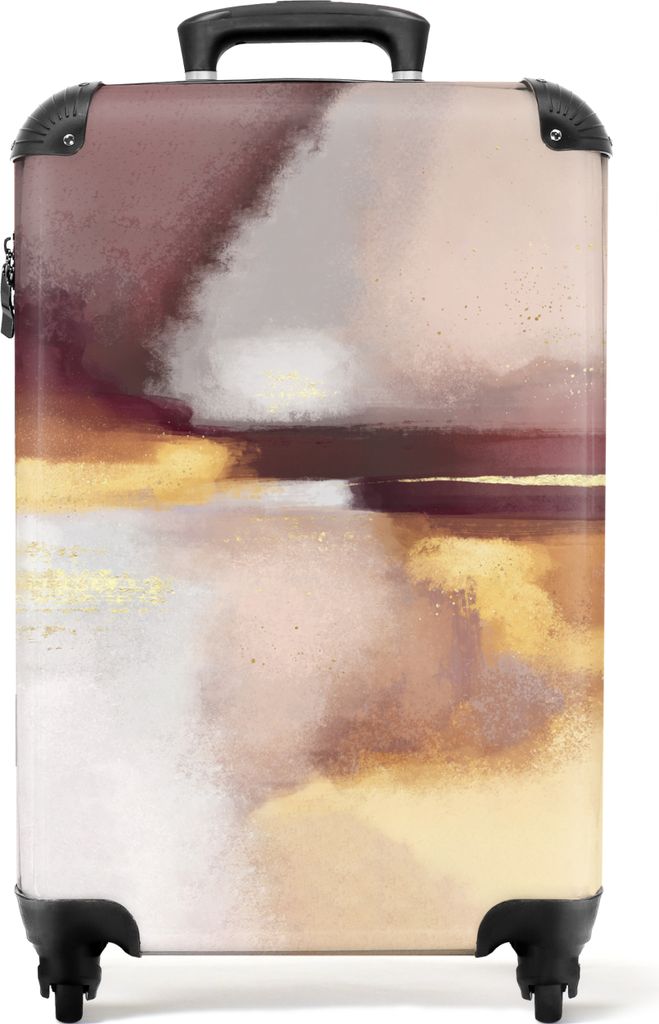 NoBoringSuitcases.com Koffer Handgepäck Trolley Rollkoffer Kleine Reisekoffer mit 4 Rollen - Rosa - Abstrakt - Gold - Gelb - Kunst - Cabin Size ...