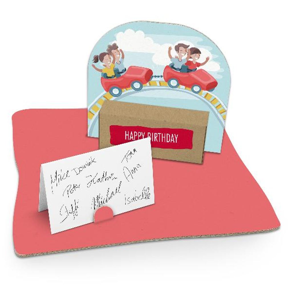itenga Geldgeschenkverpackung Achterbahn (Motiv 81) mit Bodenplatte und Karte