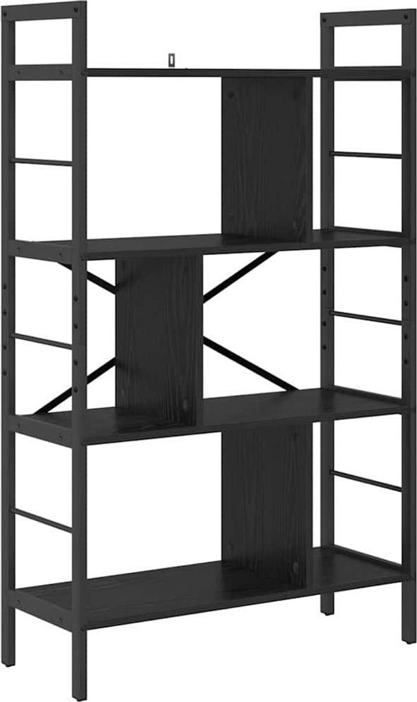 Bücherregal Schwarz Eichen-Optik 75 x 30 x 123,5 cm