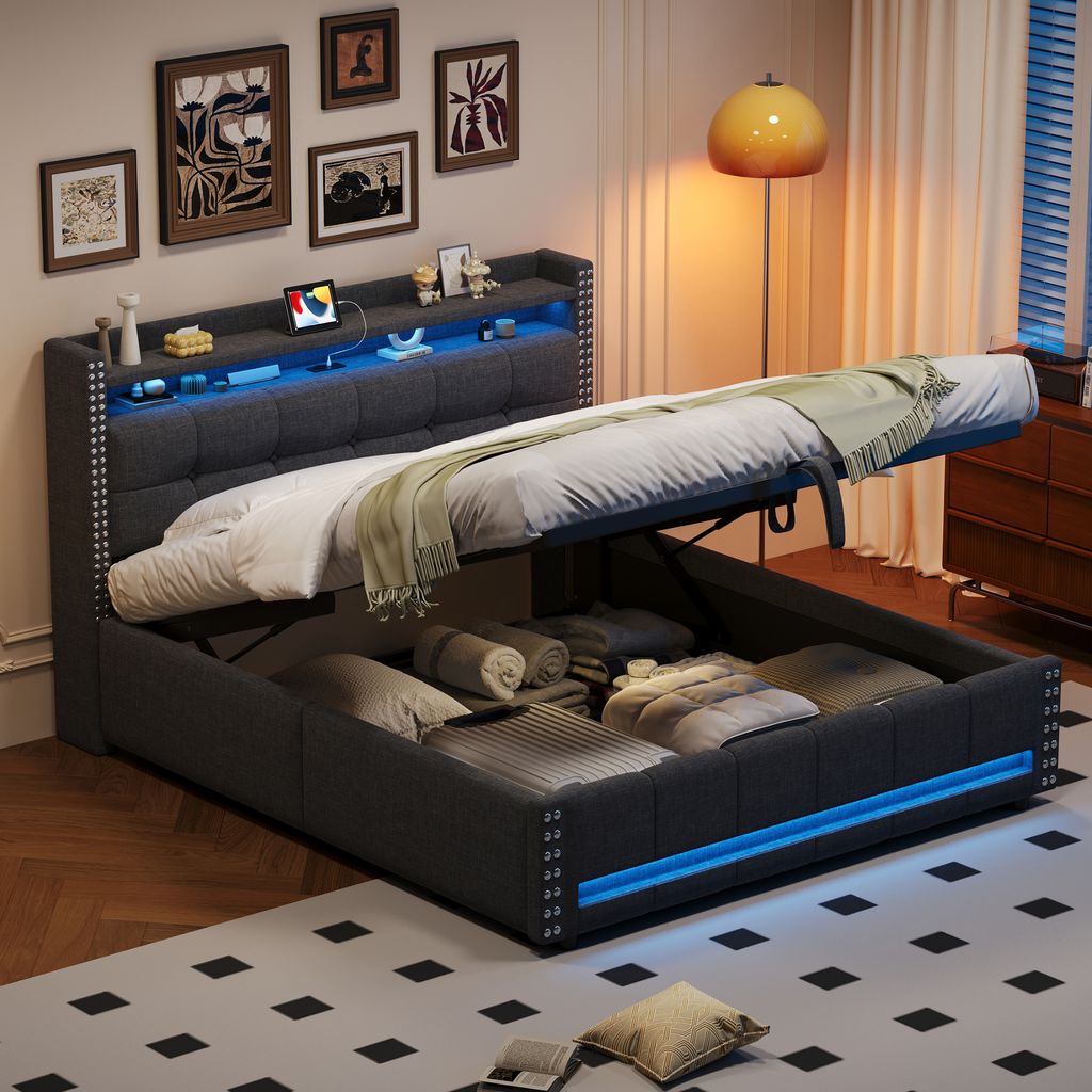 Flieks Polsterbett 160x200cm mit Ladefunktion (USB & Produktbild