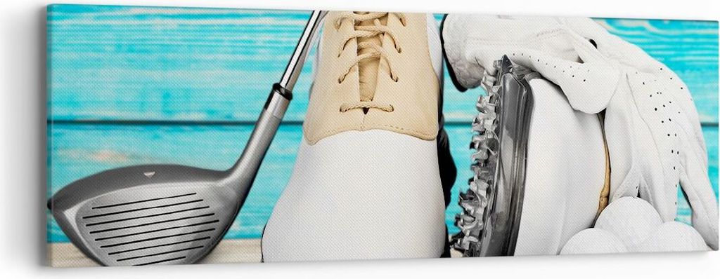 Bild auf Leinwand - Leinwandbild - Golf Ball Gras Sport - 90x30cm - Wand Bild - Wanddeko - Leinwanddruck - Bilder - Kunstdruck - Wanddekoration - L...