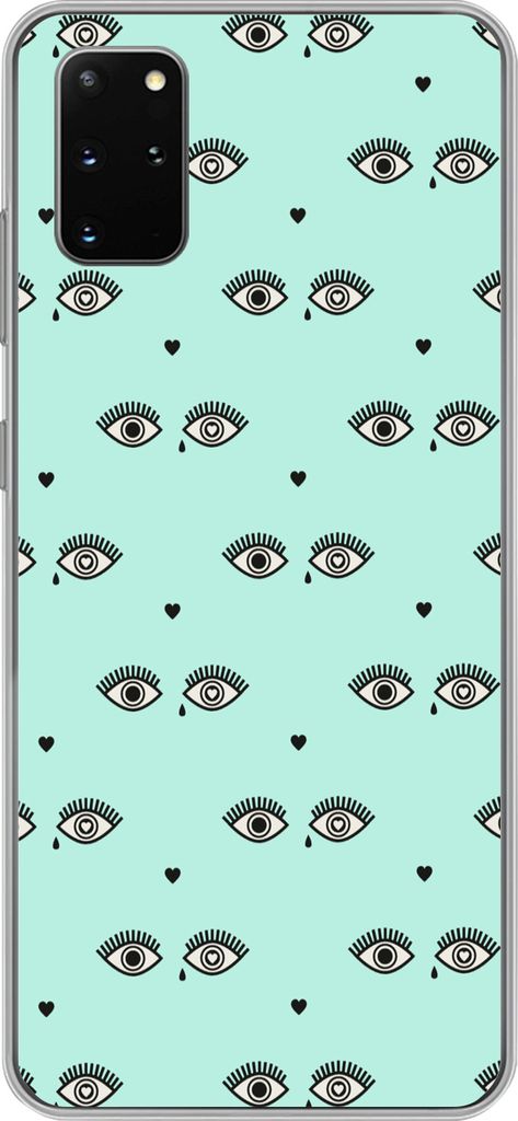 MuchoWow Handyhülle Schutzhülle Hülle für Telefoonhoesje Samsung Galaxy S20 Plus Mädchen - Augen - Herzen - Muster - Mädchen - Kinder - Kin...