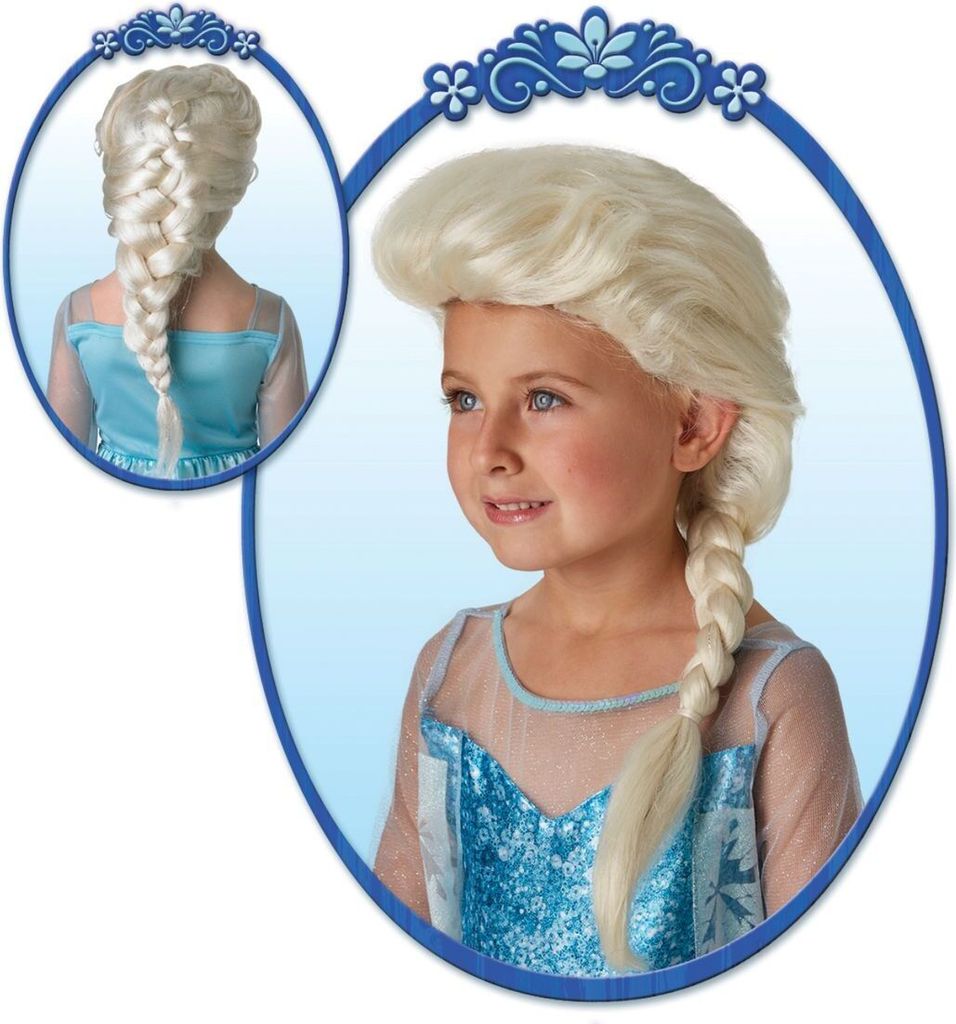 Eiskönigin Perücke Elsa aus Disney Frozen Blond mit geflochtenem Zopf für Kinder