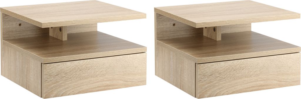 HOMCOM Set mit 2 schwebenden Nachttischen, Wandnachttischen mit 1 Schublade und offenem Regal, modernes Design für Schlafzimmer, 35 x 32 x 22,5 cm...