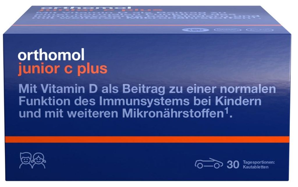 Orthomol junior C plus - mit Vitamin C als Beitrag zu einer normalen Funktion des Immunsystems - Waldfrucht-Geschmack, 30 St. Tagesportionen