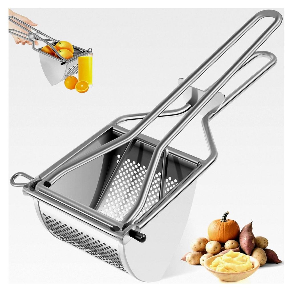 Edelstahl Kartoffelpresse mit komfortablem Griff, leicht zu reinigen, spülmaschinenfest, multifunktionales Küchenzubehör für Kartoffelpüree, O...