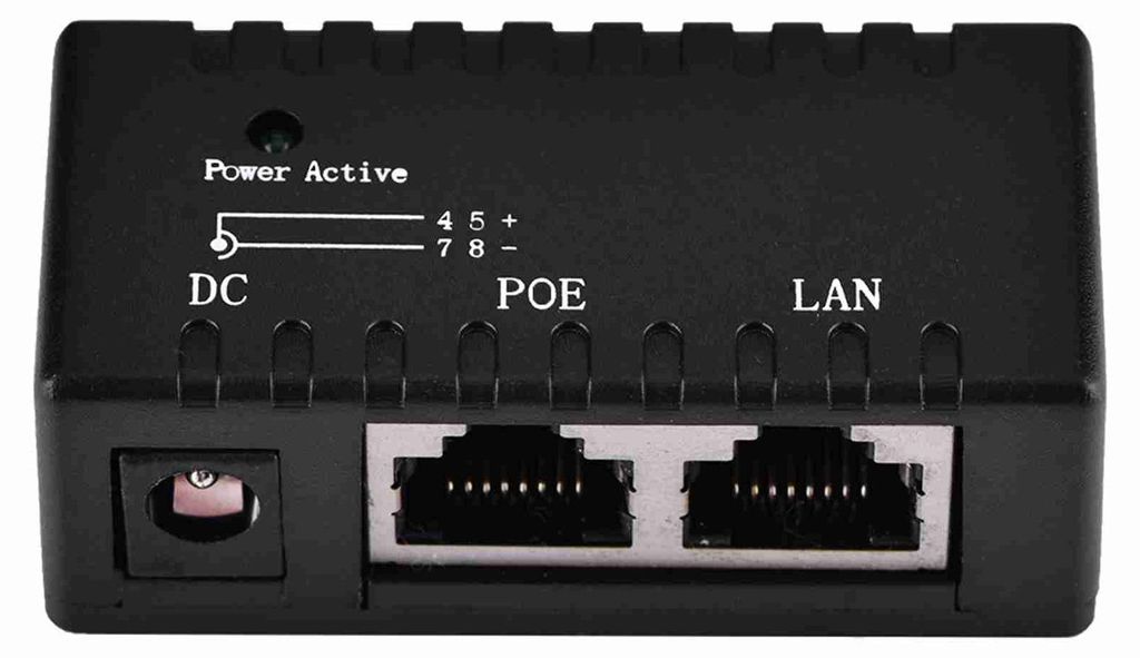 POE-Splitter, Power-over-Ethernet-Injektor-Adapter für LAN-Netzwerke, schwarz